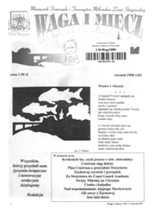 Waga i Miecz : miesięcznik Samorządu i Towarzystwa Miłośników Ziemi Strzyżowskiej. 1998, [R. 8], nr 1 (styczeń)