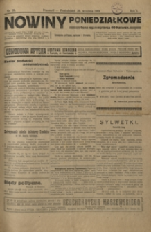 Nowiny Poniedziałkowe : czasopismo polityczne, społeczne i literackie. 1919, R. 1, nr 25-28 (wrzesień)