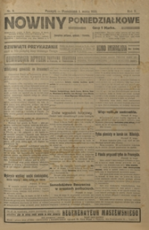 Nowiny Poniedziałkowe : czasopismo polityczne, społeczne i literackie. 1920, R. 2, nr 9, 13 (marzec)