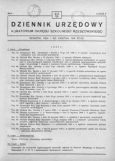 Dziennik Urzędowy Kuratorium Okręgu Szkolnego Rzeszowskiego. 1946, R. 1, nr 4 (kwiecień)