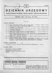 Dziennik Urzędowy Kuratorium Okręgu Szkolnego Rzeszowskiego. 1946, R. 1, nr 5 (maj)