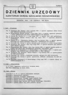 Dziennik Urzędowy Kuratorium Okręgu Szkolnego Rzeszowskiego. 1946, R. 1, nr 6 (czerwiec)