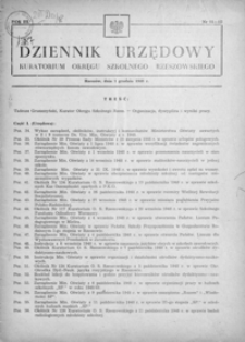 Dziennik Urzędowy Kuratorium Okręgu Szkolnego Rzeszowskiego. 1948, R. 3, nr 11-12 (grudzień)