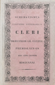 Schematismus Universi Venerabilis Cleri Dioeceseos graeco catholicae Premisliensis pro Anno Domini M.D.CCC.XXXI