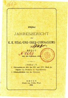 Jahresbericht des K. K. Real und Ober-Gymnasiums in Brody fur das schuljahr 1889