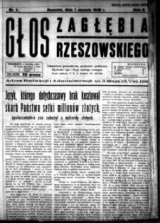Głos Zagłębia Rzeszowskiego : czasopismo gospodarcze, społeczne i polityczne. 1938, R. 2, nr 1 (styczeń)