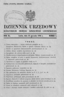 Dziennik Urzędowy Kuratorjum Okręgu Szkolnego Lwowskiego. 1936, R. 40, nr 1-12