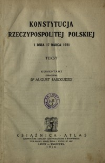 Konstytucja Rzeczypospolitej Polskiej z dnia 17 marca 1921 : tekst