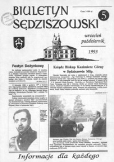 Biuletyn Sędziszowski : informacje dla każdego. 1993, [R. 2], nr 5 (wrzesień-październik)