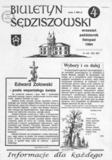 Biuletyn Sędziszowski : informacje dla każdego. 1994, [R. 3], nr 4 (wrzesień-październik-listopad)