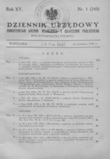Dziennik Urzędowy Ministerstwa Wyznań Religijnych i Oświecenia Publicznego Rzeczypospolitej Polskiej. 1932, R. 15, nr 1-9