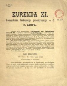 Kurenda XI. konsystorza biskupiego przemyskiego o. ł. r. 1884.