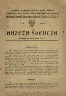 Gazeta Śledcza. 1919, nr 4 (15 września)