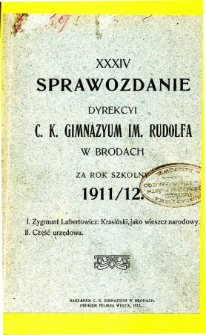 Sprawozdanie C. K. Gimnazjum im. Rudolfa w Brodach za rok szkolny 1911/12
