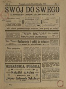 Swój do swego : czasopismo gospodarczo-społeczne. 1919, R. 1, nr 1 (październik)