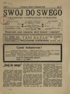 Swój do swego : czasopismo gospodarczo-społeczne. 1919, R. 1, nr 5 (listopad)