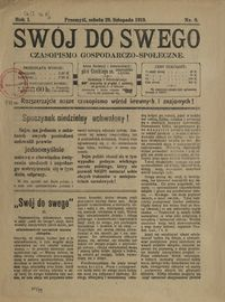 Swój do swego : czasopismo gospodarczo-społeczne. 1919, R. 1, nr 8 (listopad)