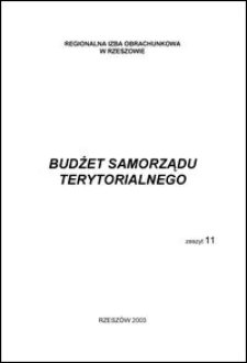 Budżet Samorządu Terytorialnego. 2003, z. 11