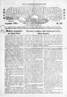 Tygodnik Polski : jedyne czasopismo polskie w Azji. 1932, R. 11, nr 550-553 (grudzień)