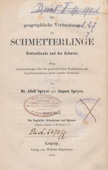 Die geographische Verbreitung der Schmetterlinge Deutschlands und der Schweiz