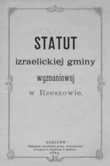 Statut izraelickiej gminy wyznaniowej w Rzeszowie