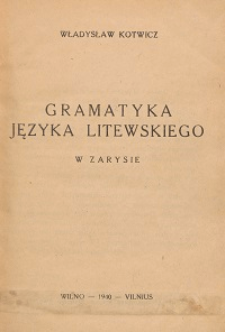 Gramatyka języka litewskiego w zarysie