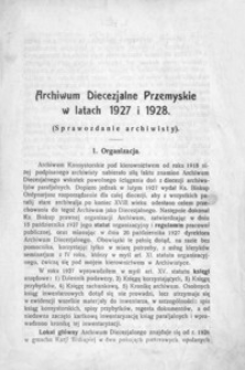 Archiwum Diecezjalne Przemyskie w latach 1927 i 1928 : (Sprawozdanie archiwisty)