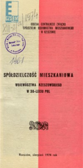 Spółdzielczość mieszkaniowa województwa rzeszowskiego w 30-leciu PRL
