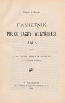Pamiętnik pułku jazdy wołyńskiej 1831 r.