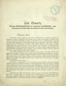 List otwarty Wacława Sieroszewskiego do Władysława Sikorskiego, szefa Departamentu Wojskowego Naczelnego Komitetu Narodowego