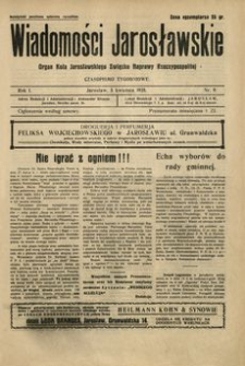 Wiadomości Jarosławskie : organ Koła Jarosławskiego Związku Naprawy Rzeczypospolitej. 1928, R. 1, nr 9 (kwiecień)