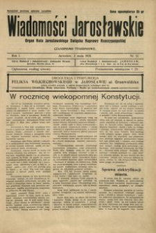 Wiadomości Jarosławskie : organ Koła Jarosławskiego Związku Naprawy Rzeczypospolitej. 1928, R. 1, nr 13 (maj)