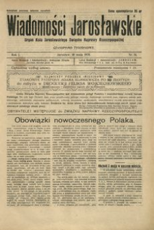 Wiadomości Jarosławskie : organ Koła Jarosławskiego Związku Naprawy Rzeczypospolitej. 1928, R. 1, nr 14 (maj)
