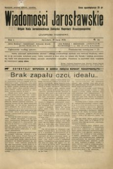 Wiadomości Jarosławskie : organ Koła Jarosławskiego Związku Naprawy Rzeczypospolitej. 1928, R. 1, nr 24 (lipiec)
