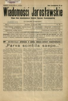 Wiadomości Jarosławskie : organ Koła Jarosławskiego Związku Naprawy Rzeczypospolitej. 1928, R. 1, nr 26 (sierpień)