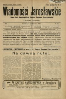 Wiadomości Jarosławskie : organ Koła Jarosławskiego Związku Naprawy Rzeczypospolitej. 1928, R. 1, nr 35 (październik)