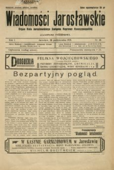 Wiadomości Jarosławskie : organ Koła Jarosławskiego Związku Naprawy Rzeczypospolitej. 1928, R. 1, nr 38 (październik)