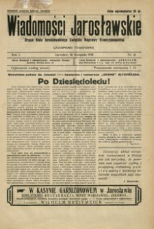 Wiadomości Jarosławskie : organ Koła Jarosławskiego Związku Naprawy Rzeczypospolitej. 1928, R. 1, nr 41 (listopad)