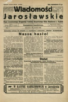 Wiadomości Jarosławskie : organ Jarosławskiego Okręgowego Komitetu Bezpartyjnego Bloku Współpracy z Rządem. 1928, R. 1, nr 44 (grudzień)