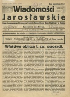 Wiadomości Jarosławskie : organ Jarosławskiego Okręgowego Komitetu Bezpartyjnego Bloku Współpracy z Rządem. 1929, R. 2, nr 1 (styczeń)
