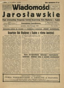 Wiadomości Jarosławskie : organ Jarosławskiego Okręgowego Komitetu Bezpartyjnego Bloku Współpracy z Rządem. 1929, R. 2, nr 5 (luty)