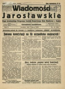 Wiadomości Jarosławskie : organ Jarosławskiego Okręgowego Komitetu Bezpartyjnego Bloku Współpracy z Rządem. 1929, R. 2, nr 10 (marzec)