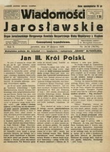 Wiadomości Jarosławskie : organ Jarosławskiego Okręgowego Komitetu Bezpartyjnego Bloku Współpracy z Rządem. 1929, R. 2, nr 34/35 (sierpień)