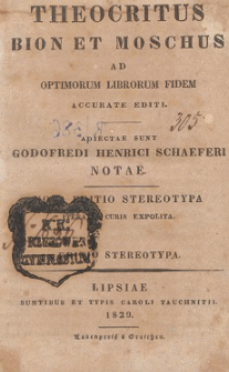 Theocritus, Bion et Moschus : ad optimorum librorum fidem accurate editi