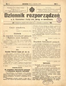 Dziennik rozporządzeń c. k. Starostwa i Rady szk[olnej] okręg[owej] w Jarosławiu. 1900, R. 1, nr 1 (styczeń)
