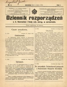 Dziennik rozporządzeń c. k. Starostwa i Rady szk[olnej] okręg[owej] w Jarosławiu. 1900, R. 1, nr 5 (marzec)