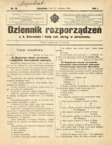 Dziennik rozporządzeń c. k. Starostwa i Rady szk[olnej] okręg[owej] w Jarosławiu. 1900, R. 1, nr 16 (sierpień)