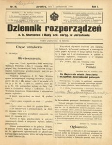 Dziennik rozporządzeń c. k. Starostwa i Rady szk[olnej] okręg[owej] w Jarosławiu. 1900, R. 1, nr 19 (październik)