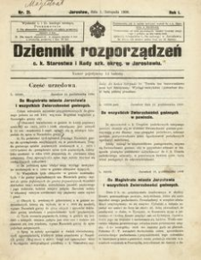Dziennik rozporządzeń c. k. Starostwa i Rady szk[olnej] okręg[owej] w Jarosławiu. 1900, R. 1, nr 21 (listopad)