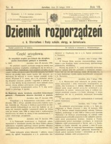 Dziennik rozporządzeń c. k. Starostwa i Rady szkoln[ej] okręg[owej] w Jarosławiu. 1906, R. 7, nr 4 (luty)